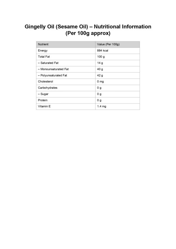 Gingelly (sesame) Oil - Image 2